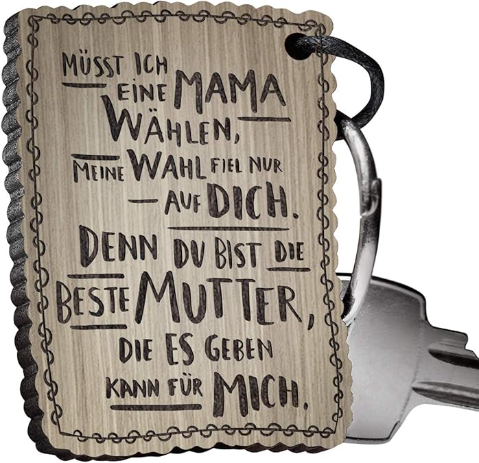 Schenkyou Premium Schlusselanhanger Aus Nussbaumholz Vorgraviert Personalisierte Geschenkidee Gravur Musst Ich Eine Mama Wahlen Amazon De Schmuck