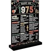DARUNAXY 51st Birthday Party Decorations, Colorful Vintage 1975 Poster Acrylic Sign with Stand 51 Years Old Party Supplies for Men & Women Back in 1975 Table Decor 51st Anniversary Class Reunion Gifts