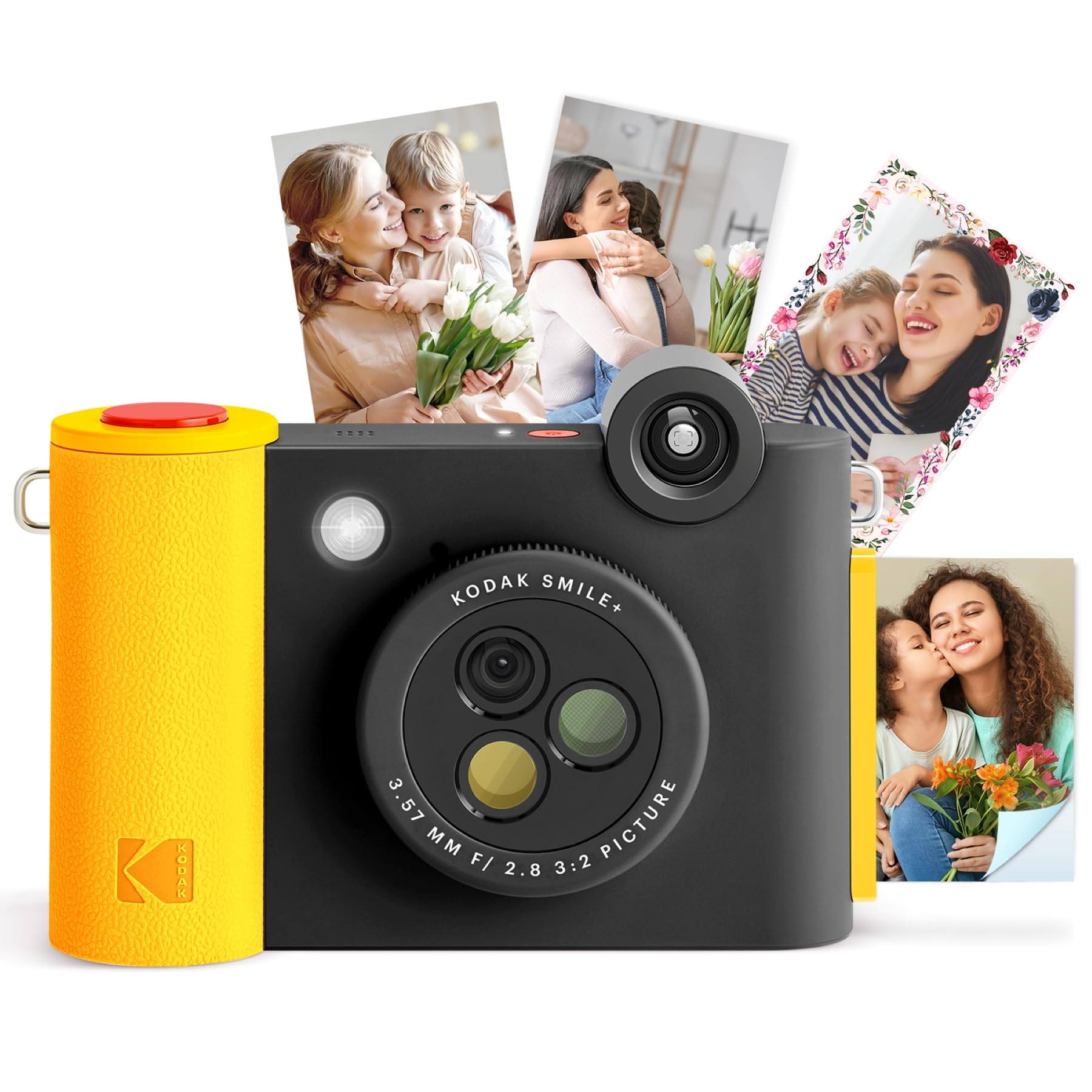 KODAK Smile+ 2-in-1 Digital Instant Camera & Wireless Bluetooth Photo Printer, 10MP, Special-Effect Rotating Lens, Zink 2x3" (5.1x7.5 cm) Sticky-Back Photos, Print via App from Smart Devices, Black