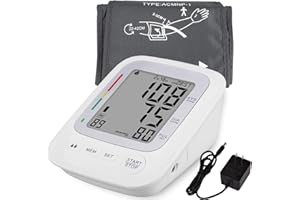 TDMOON Electronic Blood Pressure Monitor, Upper Arm Automatic Digital BP Monitor Large Cuff, 2 Users 180 Memory Large Display, Irregular Heart Rate Indication, with DC Adapter for Home Use