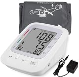 Electronic Blood Pressure Monitor, Upper Arm Automatic Digital BP Monitor Large Cuff, 2 Users 180 Memory Large Display, Irregular Heart Rate Indication, with DC Adapter for Home Use