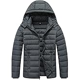 ZENOVIX Men’s Quilted Down Coat Puffer Jacket | Lightweight, Waterproof, Windproof, Detachable Hood, Warm for Winter Travel