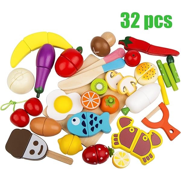 wooden cut up play food