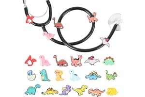 LuneClat Cartoon Dinosaur Stethoscope Charms - 18Pcs Pediatric Stethoscopes Decor Personalized Accessories, Present for Nurses Veterinarian, Medical Worker and Nursing Graduation
