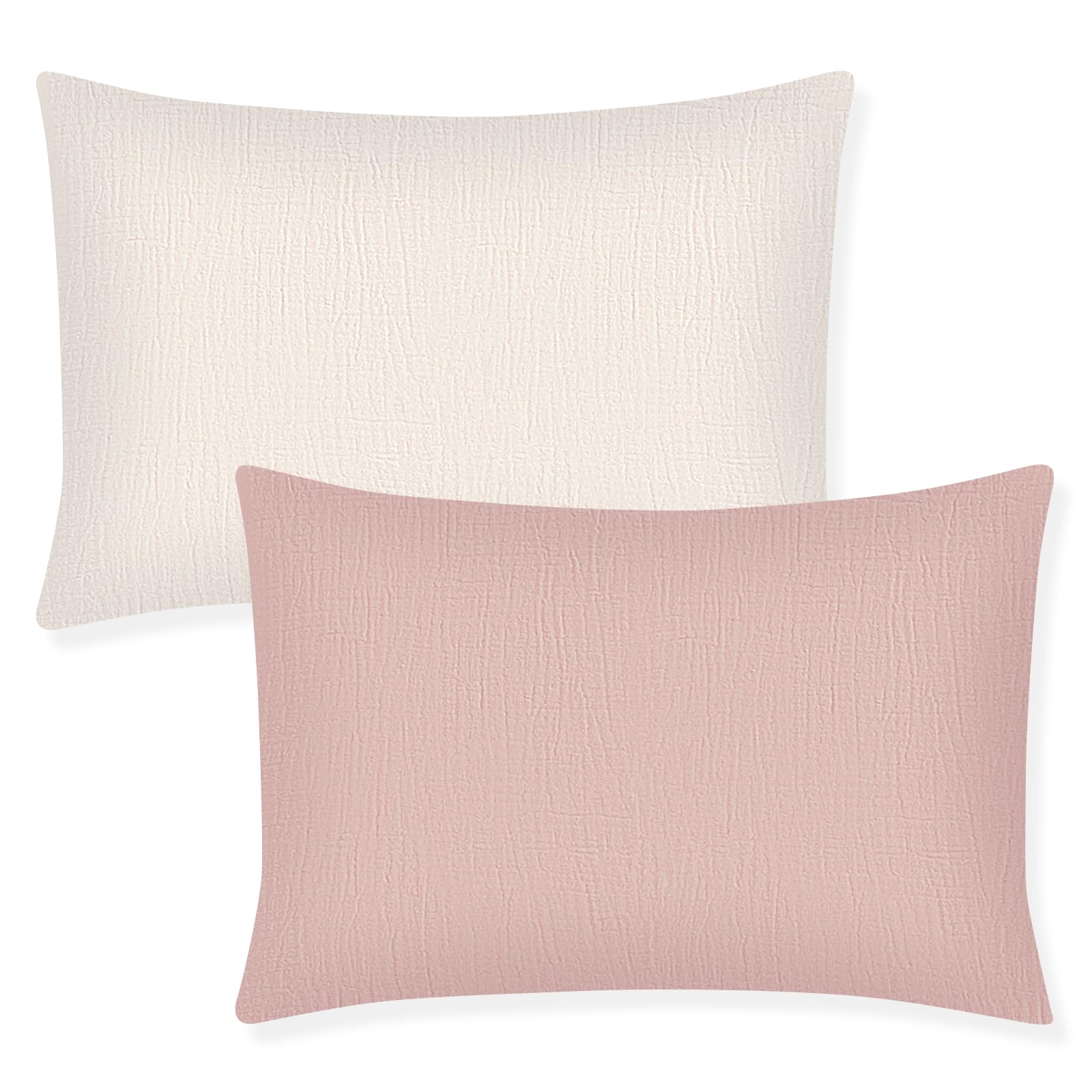 Winmany Toddler Cotton Muslin Pillowcases Baby Girl Boy Pillow Case Travel Cushion Pillow Covers with Envelope Design Cot Bed Accessories Fit for 13"x18" 14" x 19" 12"x16" Pillow (Sand Red+Beige)