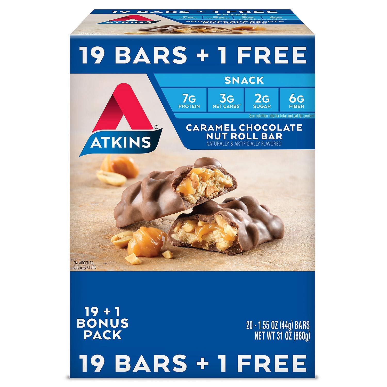 Atkins Endulge Treat, Caramel Nut Chew Bar, Keto Friendly, 10 Count