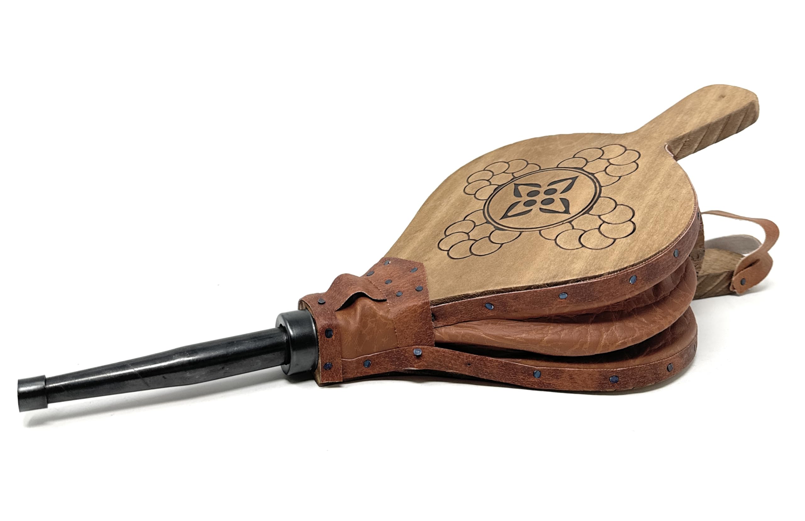 MGE - Premium Bellows for Barbecue and Fireplace - Wooden Bellows, Lighter Fireplace Blower, Wood Air Bellows - Natural Wood - Wood Bellows Fireplace Bellows, Fireside Blower Lighter - 51 cm