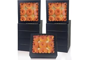 qiqee 10x10x2.5 Inch Brown Pie Boxes with Window 12Packs Cookie Donut Bakery Box (Auto-pop Up)