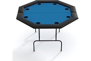 Garvee Octagon Poker Table with 8 Cup Holders, Casino Leisure Table for 8 Players, Blackjack Gaming Table with Water-Resistan