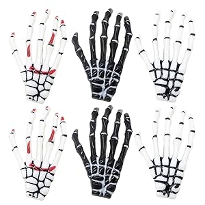 Halloween Skeleton Claws Hair Clips Skull Hand Barrettes Zombie Bone Claw Hairpins Hair Clip Women Horror Party Decoration Cosplay Costume Headpiece Cute Handmade Black White Hair Accessories 6 Pcs