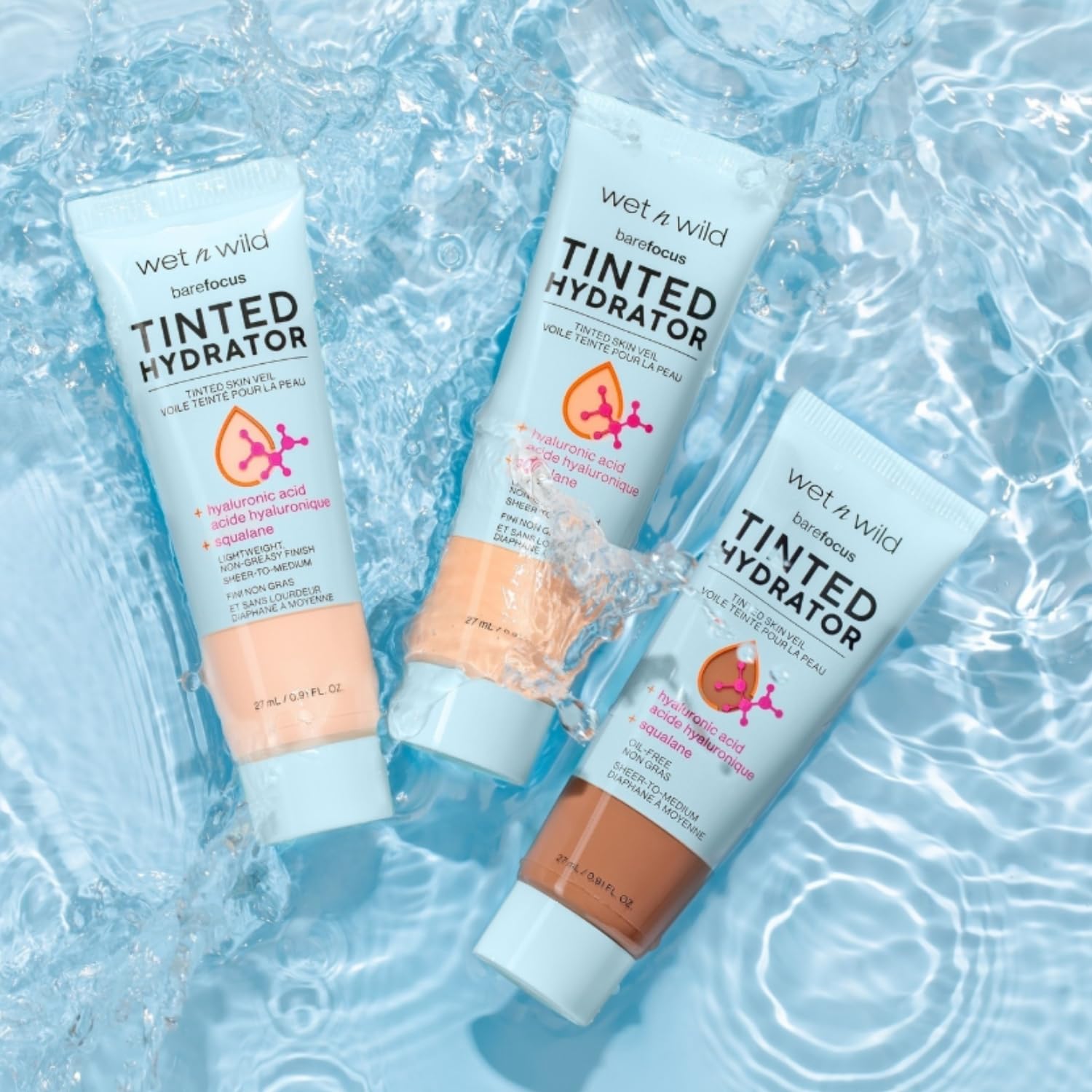 wet n wild Bare Focus Tinted Hydrator Tinted Skin Veil, Lightweight Buildable Coverage with Hyaluronic Acid & Vegan Squalane, Semi-Matte Finish, Cruelty-Free - Medium Tan