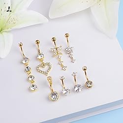 LEE&RO Gold Belly Button Ring Dangle Stainless