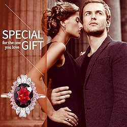 LAZLUVU Rose Gold Ruby Engagement Ring Flower