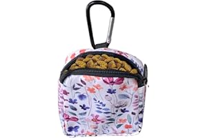 TIHGJHY Dog Treat Pouch,Treat Pouches for Pet Training,Portable Snack Reward Dog Food Dispenser for Traveling or Outdoor Use，White Flower
