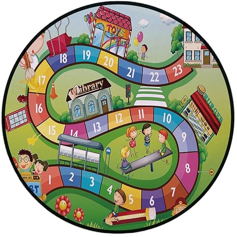 Amazon Com Printing Round Rug Board Game School Kids On
