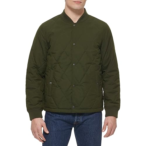 Levi's Men's Open Bottom Bomber Jacket, Olive Onion Quilt, Large