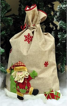 Babbo Natale 90 Cm.Grande Sacco Di Babbo Natale In Canapa Con Cordoncino 90 Cm X 59 Cm Amazon It Casa E Cucina