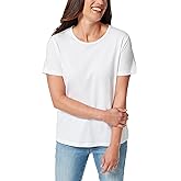 Gloria Vanderbilt Womens Amanda Short Sleeve Knit Tee Shirt with Wide Crew Neck Standard