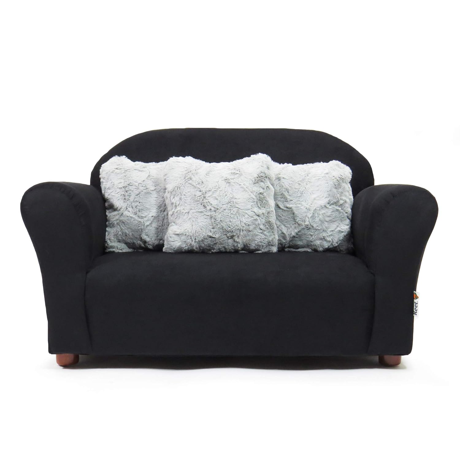 Amazon Com Keet Plush Childrens Sofa With Accent Pillows Black
