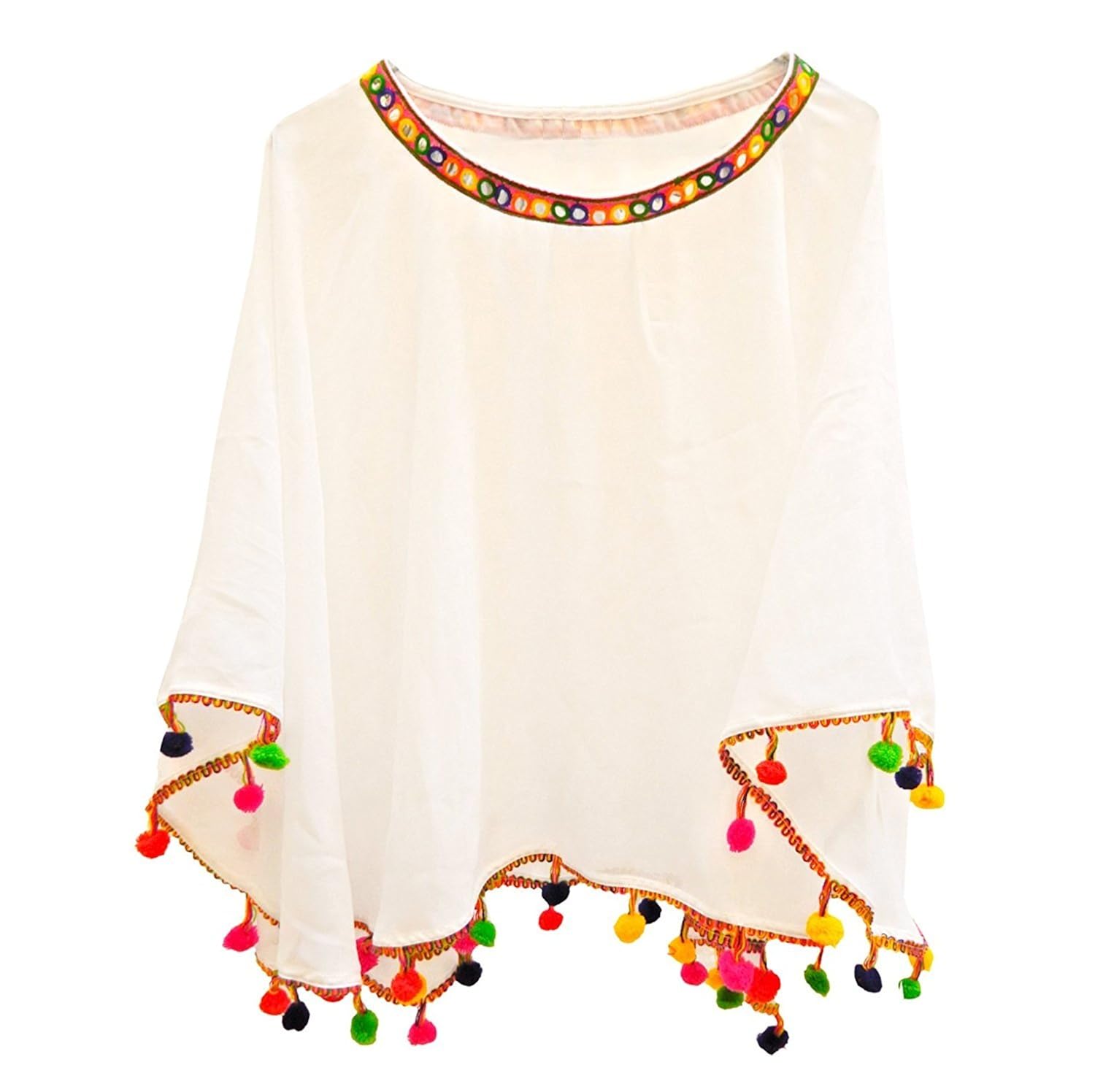 chakudee fashion women's georgette poncho top (poncho georgette off off-white_off-white_free size)
