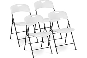 Oline Folding Chair, Indoor Outdoor Plastic Commercial Stackable Foldable Guest Chairs for Events Office Wedding Party Picnic Kitchen Dining, 350lb Capacity (White, 4 Pack)