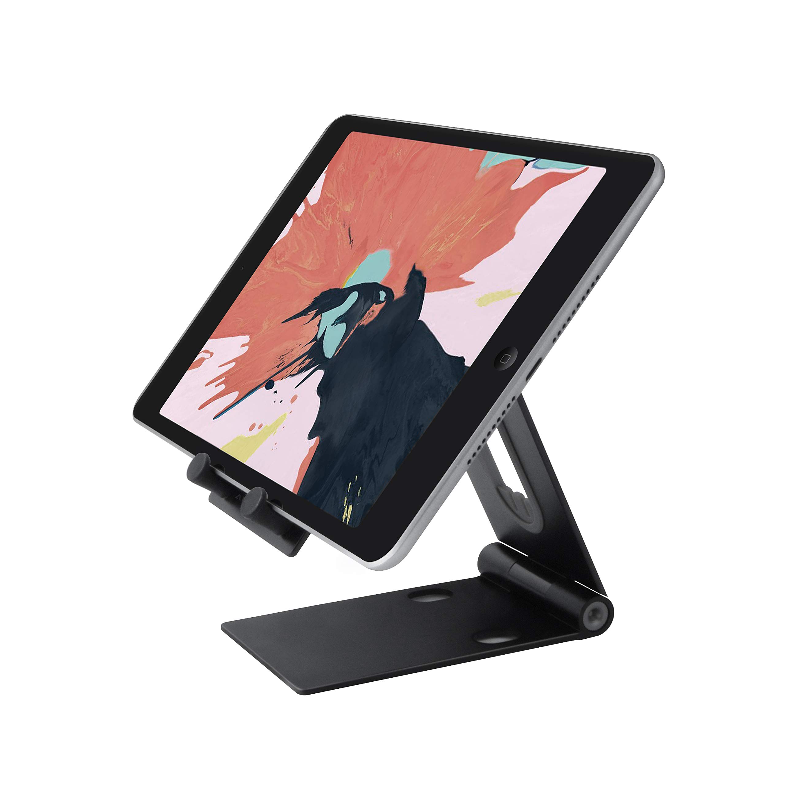 AUTFIT Foldable Desk Phone Stands, Tabletständer Einstellbar, Handy Halter, Ebook Reader Ständer, Switch Ständer, Universal Tischständer Halterung Tablet Stand für Smartphone, iPad, Kindle (Schwarz)