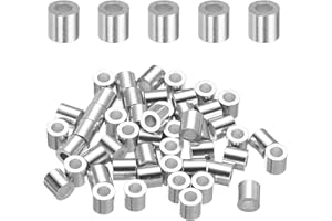 MECCANIXITY Aluminum Wire Rope Stop Sleeve 1/8"(3mm) Crimping Loop Sleeve Round Cable Ferrule for Wire Rope Cable Line, Pack 