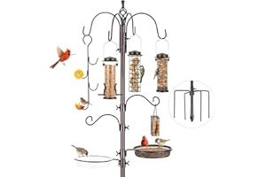 ERYTLLY Bird Feeding Station Kit Pole Wild Bird Feeder Hanging Planter Hanger Multi Feeder Hanging with Metal Suet Feeder Bird Bath for Attracting Wild Birds