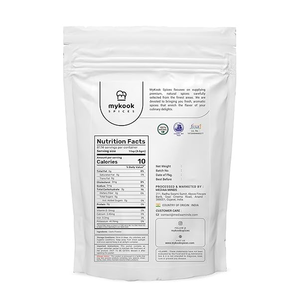 MYKOOK GARLIC POWDER SEASONING, 10 OZ, NATURAL GARLIC POWDER FOR COOKING, BAKING, MARINADES (10 OZ)