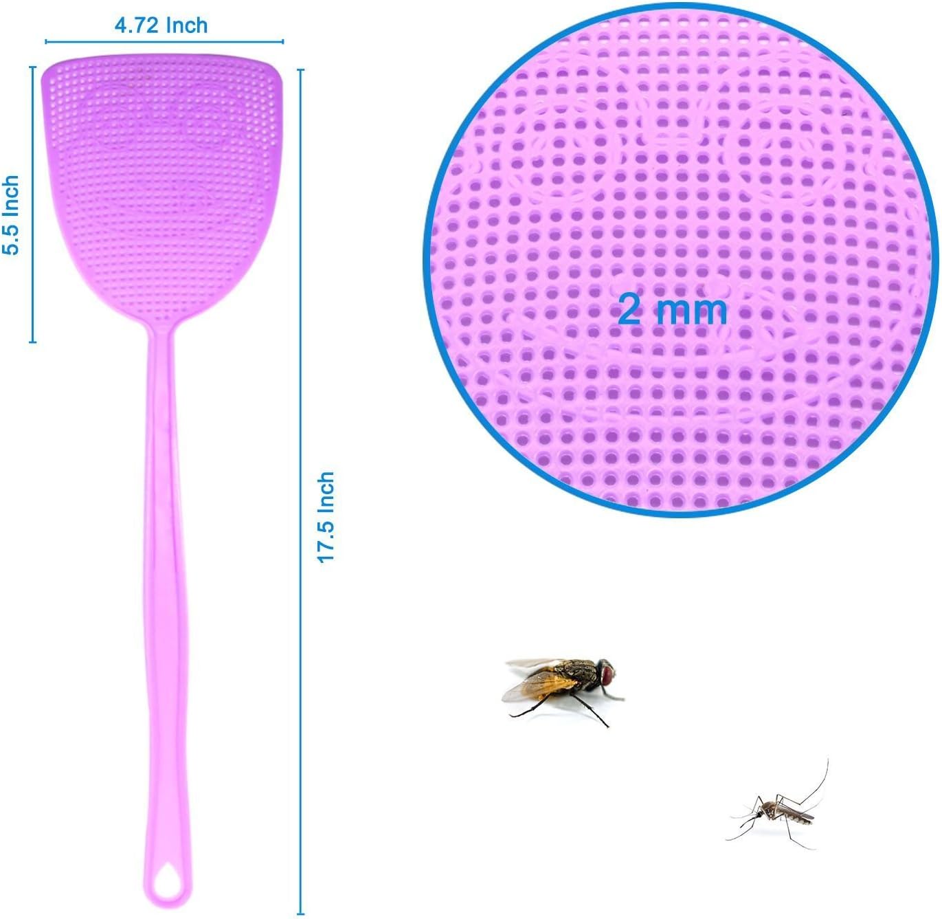jiemei Fly Swatter, 5 Pack Manual Pest Control Colorful Plastic with 17.5'' Durable Long Handle House Wife Helper (5X): Garden & Outdoor