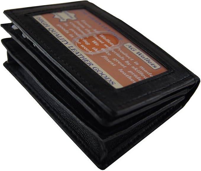 AG Wallets Leather Expandable Credit/Business Card Wallet With Outside
