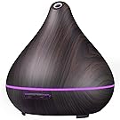 VicTsing 400ML Essential Oil Diffuser, Wood Grain Aroma Diffuser with Cool Mist, 7 Colors 15 Night Modes, Ultrasonic Technology and Waterless Auto-Off Function for Office, Baby Room, Bedroom