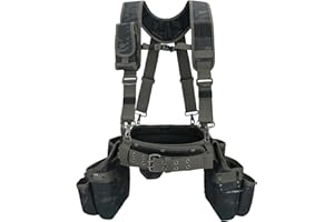 MELOTOUGH Camo Tool Belt with Suspenders Camouflage Tool Pouch Organizer Supenders Framers Combo Apron Tool Belt Construction Tool Bag Suspenders Heavy Duty Carpenter Suspension Rig (Green Camo)