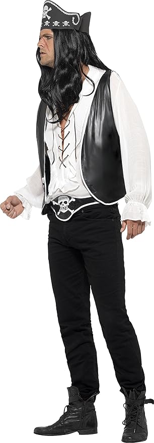 Amazon 帽子 ベスト ベルト 黒 海賊風 大人男性用 Pirate Set コスプレ 仮装 通販