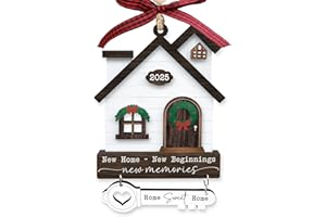 36AQUA House Warming Gifts New Home Ornament 2025 - Wooden First Christmas in New House Keepsake Gift for Couple, Women, or Families - 3D Wood House & Key Design, Gift Box Included