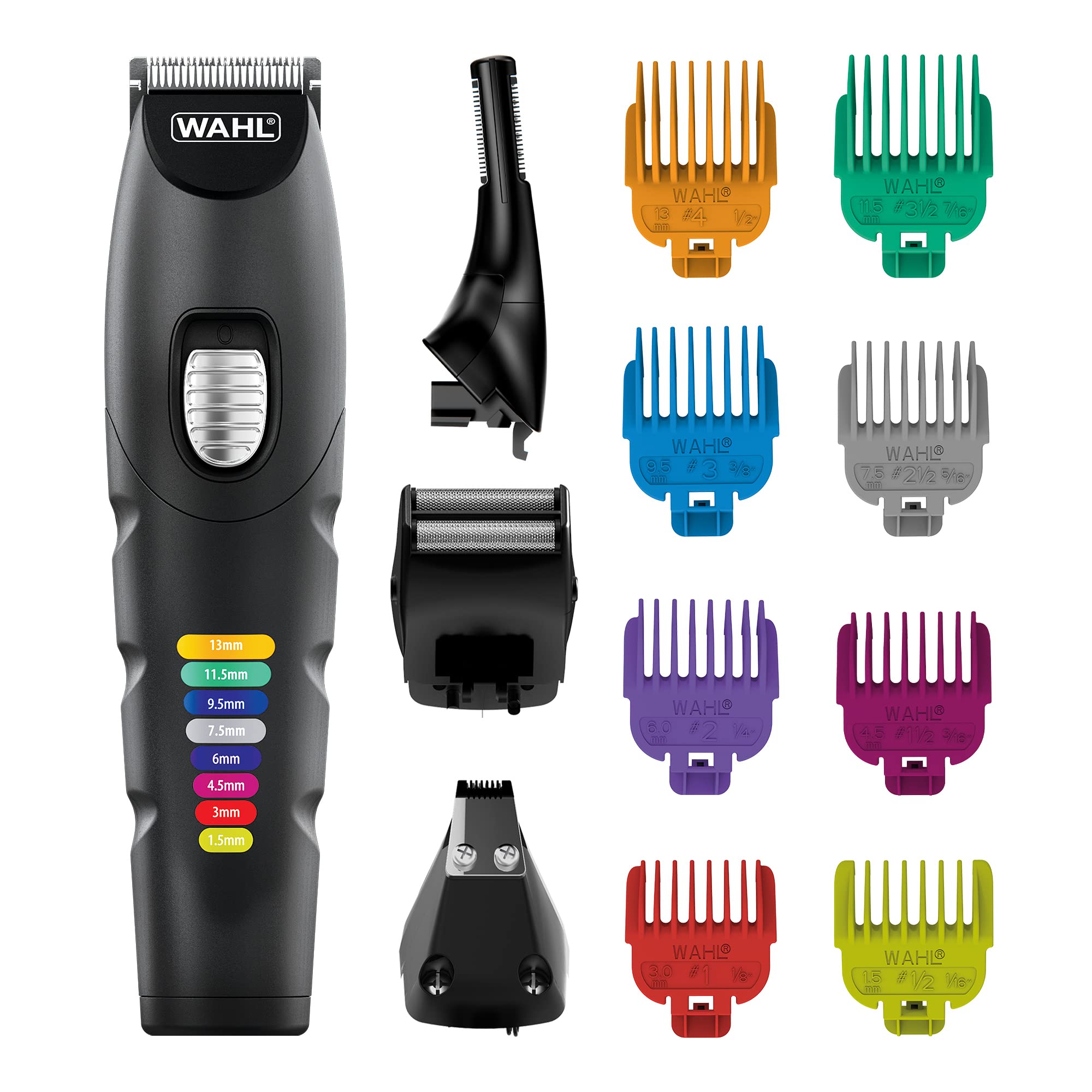 Wahl Colour Trim 8-in-1 Multigroomer, Colour Coded Lengths, Mens Body Trimmers, Face and Body Grooming, Beard Trimmers Men, Rechargeable Trimmer, Cordless, Mens Stubble Trimmer, 4 Heads