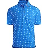 Alex Vando Mens Golf Shirt Moisture Wicking Quick-Dry Print Performance Polo Shirts for Men