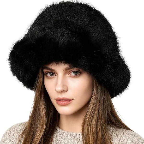 WUODHTW Women's Leopard Faux Fur Earflap Hats Fluffy Bucket Hat WUODHTW Women's Leopard Faux Fur Earflap Hats Fluffy Bucket Hat
