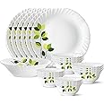 Borosil Gourmet Dinnerware Set For 6, 19 Pieces, White Dinner Plates and Bowls Sets, Chip Resistant Tempered Opal Glass, Stain Resistant, Dishwasher & Microwave Safe Dinner Set For Gifting, Serves 6