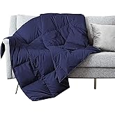 puredown® Soft Feather Down Throw Blanket Lightweight Packable Couch Throw for Indoor and Outdoor Use, Throw 50"X70", Navy