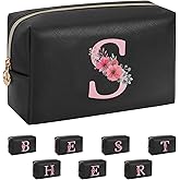 Initial Makeup Bag for Women, Travel Makeup Bag Small Cosmetic Bag, Birthday Gifts for Girls and Women, Teen Girls Gifts Trendy Stuff, Personalized Gifts for Grandkids Teacher Friends Bride Bridesmaid