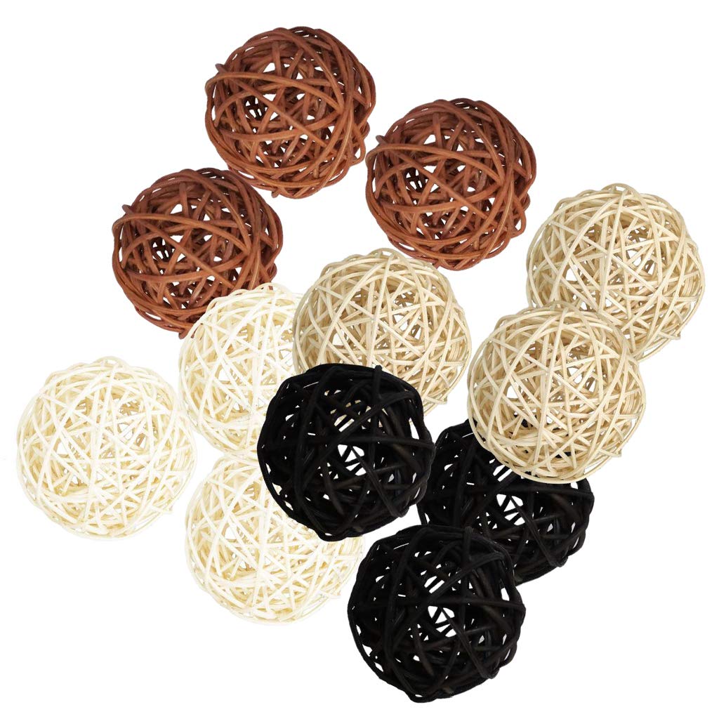 P Prettyia 12 Pack Large 50mm Wicker Rattan Balls Decorative