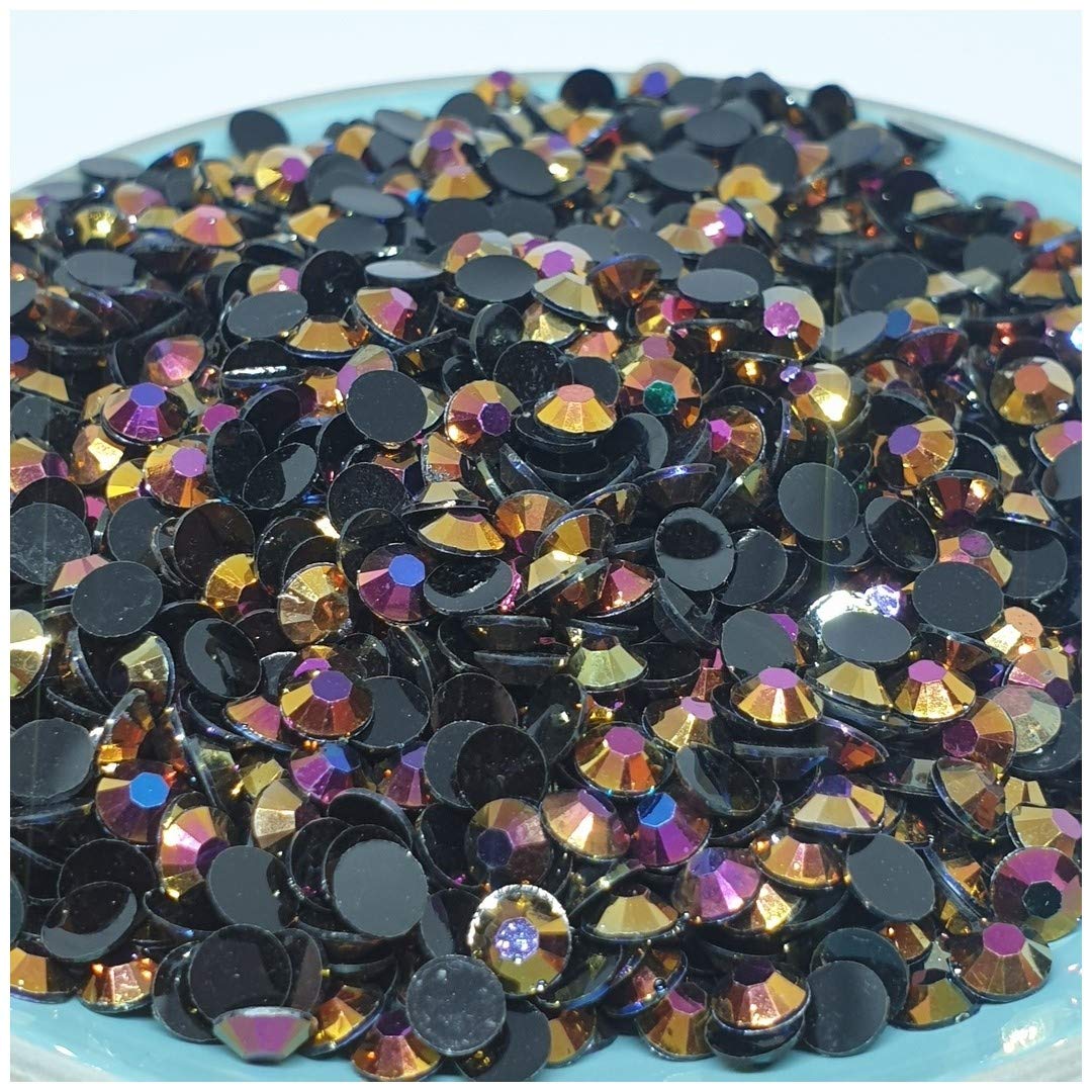 MajorCrafts 2000pcs 5mm ss20 Jelly AB Flat Back Round 14 Facets Resin Rhinestones Arts and Crafts Embellishment Gems (Rose Gold AB C71)