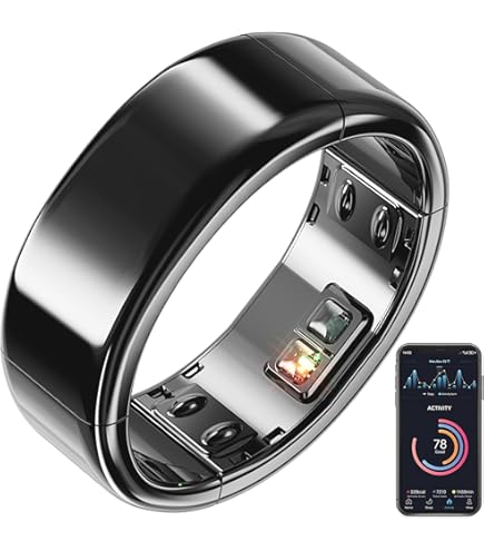 Kuxlagz Smart Ring Health Tracker For Women Men, Sleep Tracker With Heart Rate And Blood Oxygen, Fitness Ring For Activity Monitoring, 15 Days Battery, No Subscription, Titanium Alloy(Black, #8 - View #9