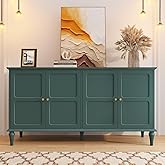 ARTPOWER 58'' Mid-Century Modern Buffet Storage Cabinet with 4 Doors and Adjustable Shelves, Accent Style Sideboard for Entry