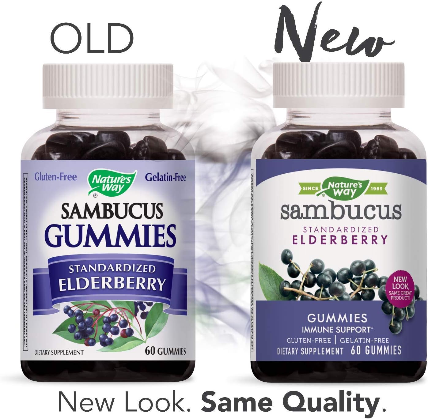 Nature's Way Sambucus Elderberry Gummies, Herbal Supplements with Vitamin C and Zinc, Gluten Free, Vegetarian, 60 Gummies (Packaging May Vary): Health & Personal Care