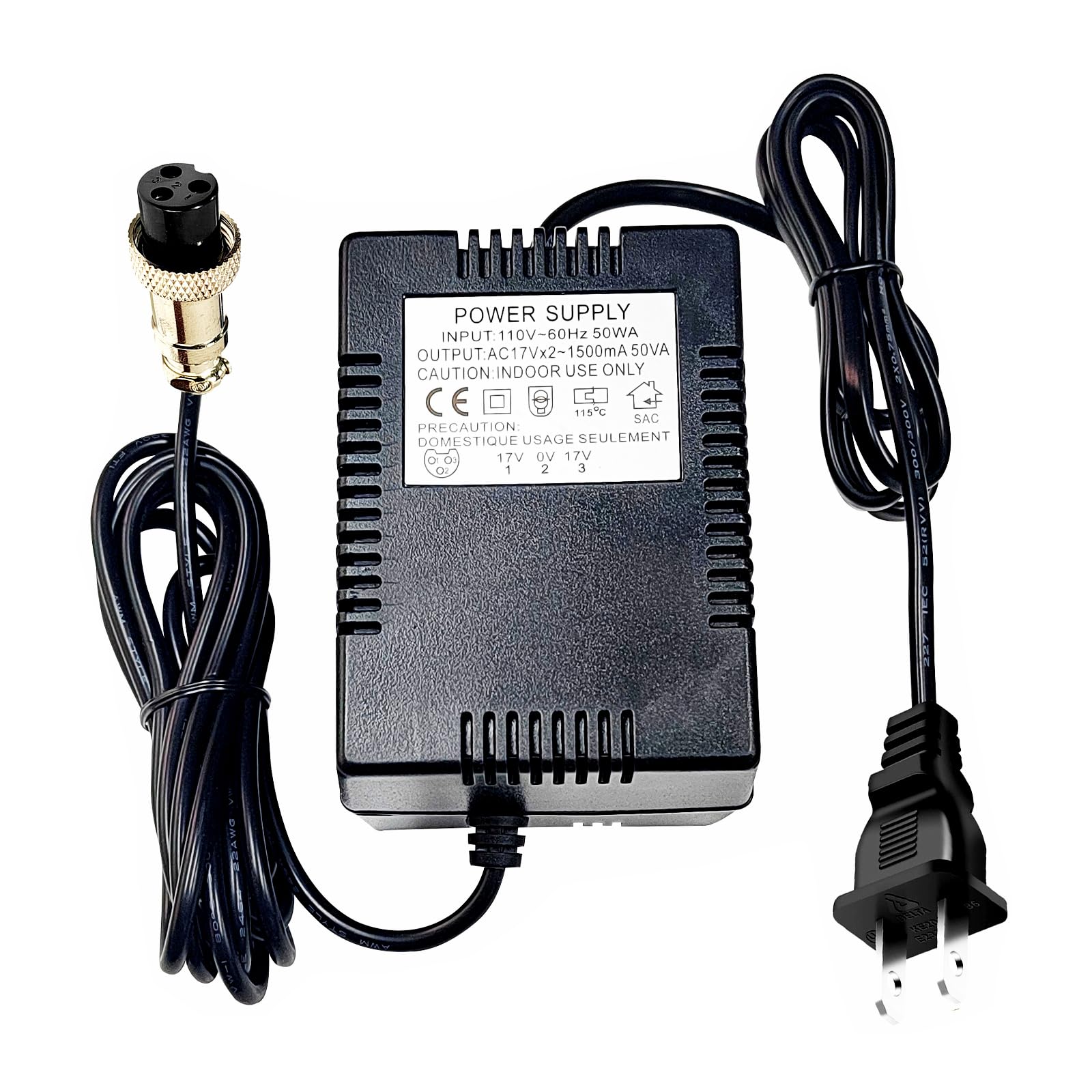 Photo 1 of Fesasn 17VAC 1500mA Power Adapter 3-Pin Connector Plug for Yamaha Mixer,Mixer Yamaha,Yamaha Mg10xu,Yamaha Mg10xu Mixer,MG10xuf MG82X