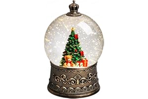 Flldsee Christmas Snow Globe Lantern, Glitter Musical Snowglobe Light with Timer, USB & Battery Powered Music Box, Christmas 