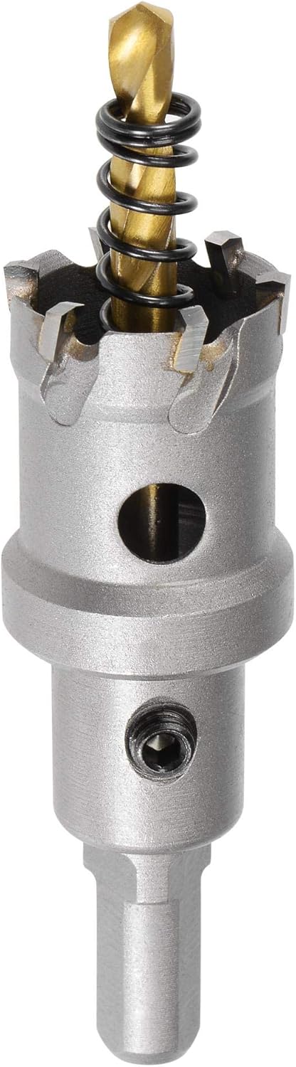 sourcing map 26mm Carbide Hole Cutter, Hole Saws for Stainless Steel Sheet Metal Non-slip Triangular Shank Limit Step