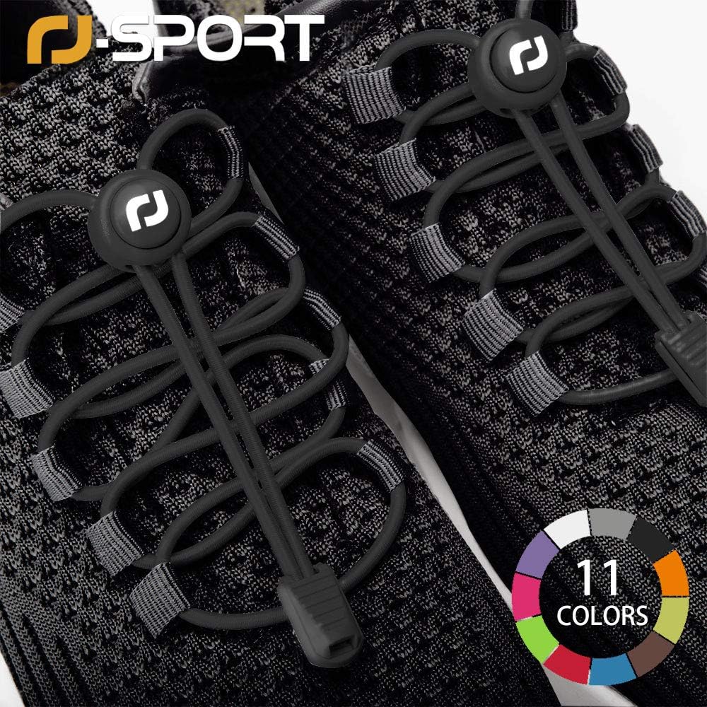 No Tie Shoelaces - Easy To Install Elastic Shoe Laces for Kids and Adults - Black: Shoes